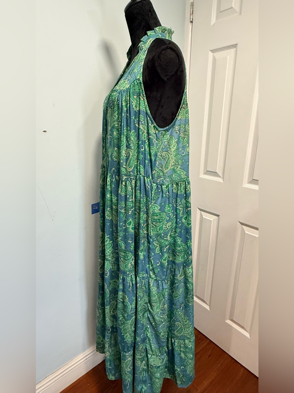 Green & Blue Paisley Halter Maxi Dress - Women's Boho Summer Style - Picture 8 of 12